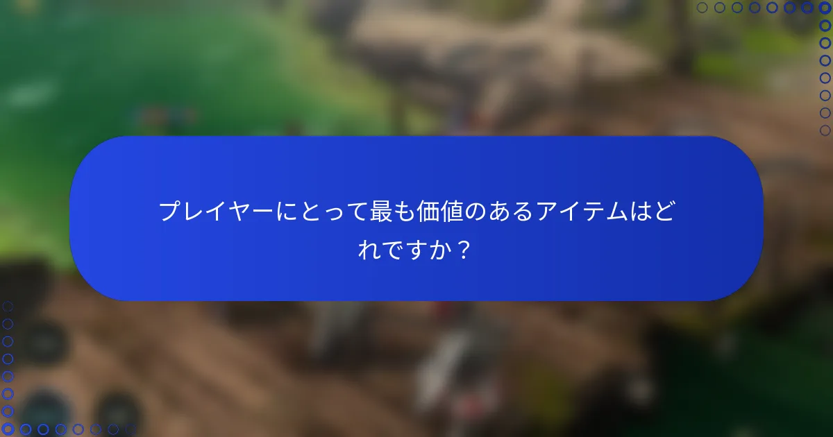 プレイヤーにとって最も価値のあるアイテムはどれですか？